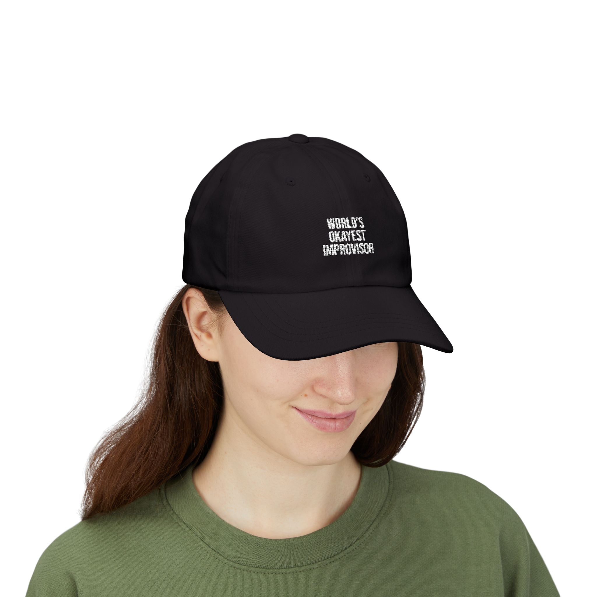 Classic Dad Cap — "World's Okayest Improvisor" Embroidered Hat